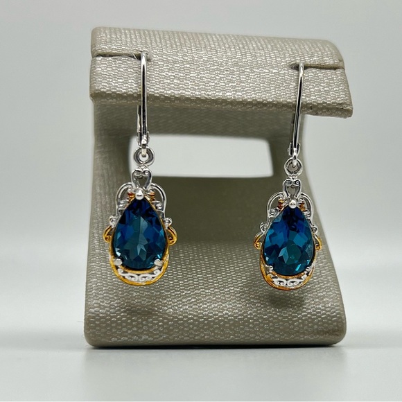 Gems en Vogue Michael Valitutti London Blue Sterling Teardrop Earrings - Picture 1 of 5